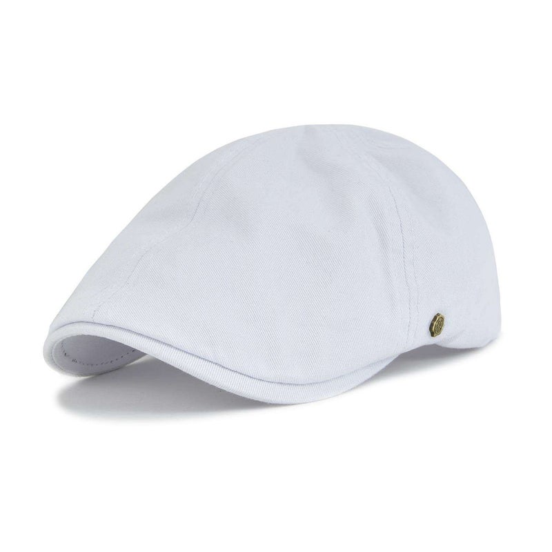 VOBOOM Cotton Flat Cabbie Hat Gatsby Ivy Irish Hunting Newsboy Cap (White) - Image 1